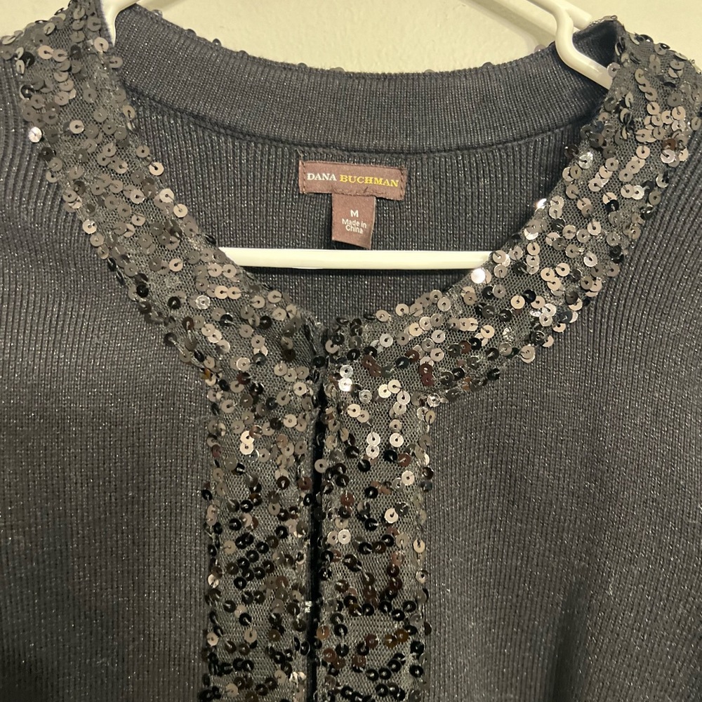 Dana Buchman Women's Black Open Front Cardigan Long Sleeve Size M - Picture 2 of 5